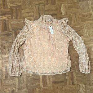 Anthropologie Lace Blouse in Soft Peach